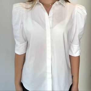 Alice and Olivia white button down blouse